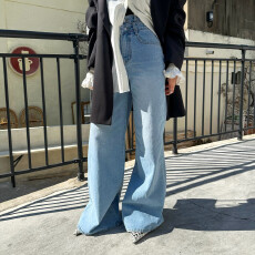 批发现 百搭气质<b class='q'>高腰</b>阔腿直筒休闲裤<b class='q'>长裤</b>女