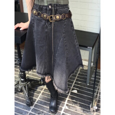 批发现 小众设计感不规则下摆牛仔半身裙