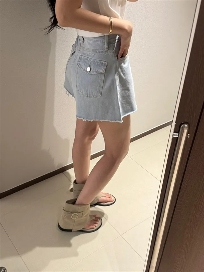 지금 이후 주머니 디자인 워싱 연삭 화이트 스트레이트 데님 긴 바지