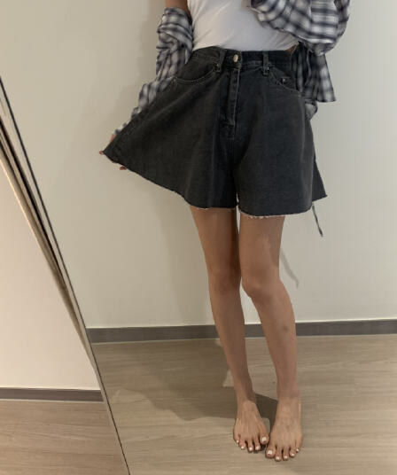 지금 루즈핏 와 성별 세련된 넓은 다리 데님 반바지