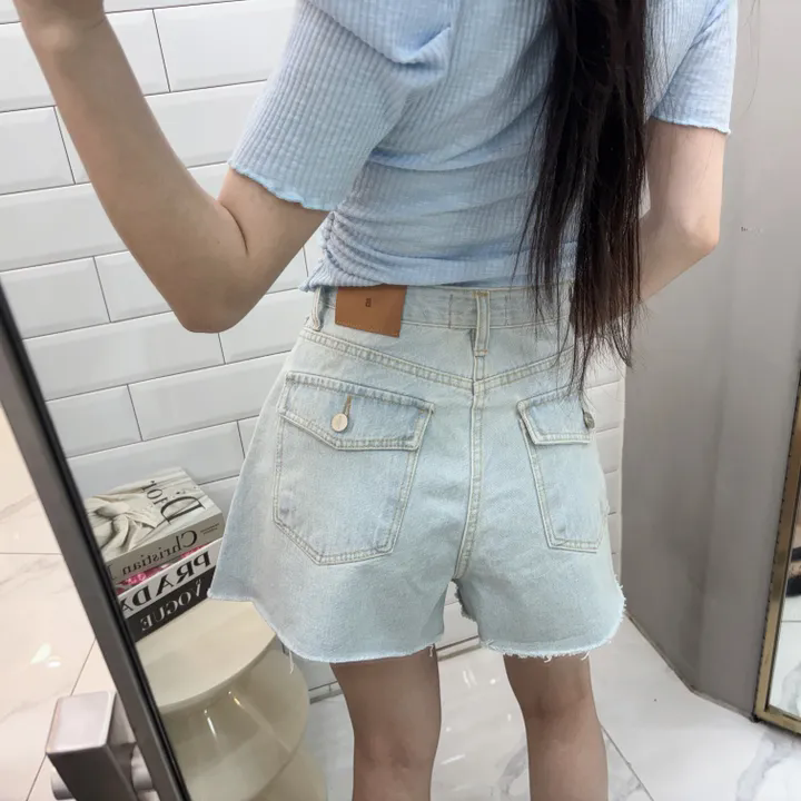 지금 캐주얼 인기도 추천 패션 주머니 슬림해 보이는 데님 반바지 여성