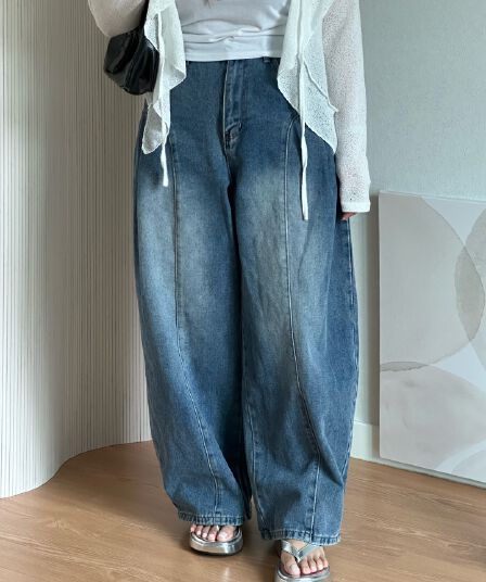 5 가지 색상 지금 거리 자르기 와이드 에디션 거품 소매 청바지