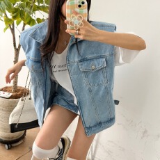 批发现  拉链宽松型落肩袖<b class='q'>马甲</b>