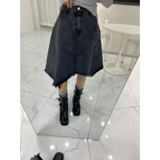 批发现 拼接不规则毛边牛仔半身裙