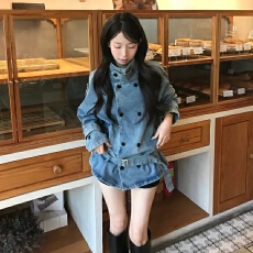批发现  入秋工装牛仔外套 多口袋立领工装夹克