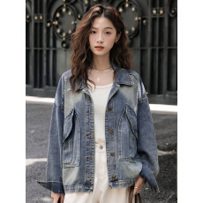 批发港风复古港风牛仔外套女2026年春新款百搭宽松小个子长袖夹克上衣
