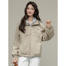 批发实拍2025秋冬新款拼接假两件连帽休闲加厚夹克棉衣外套女上衣韩版