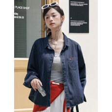 批发韩系复古水洗牛仔<b class='q'>衬衫</b>女2026早春新款设计感<b class='q'>刺绣</b>爱心宽松长袖<b class='q'>衬衣</b>