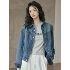 批发复古水洗<b class='q'>牛仔</b>外套女短款2026春装新款百搭小个子设计感夹克外套潮