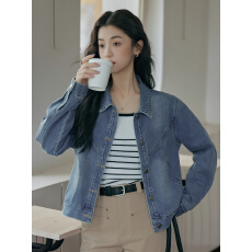 批发2026春季新款<b class='q'>韩版</b>宽松翻领牛仔外套女短款百搭休闲夹克小个子上衣