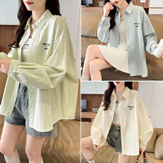 时尚立体刺绣全棉衬衫外套女文艺范翻领长袖休闲衬衣开衫春款