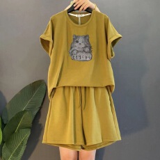 批发大码女装胖MM时尚减龄休闲运动服套装女士2025夏季新款显瘦两件套