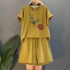 批发大码女装胖MM时尚减龄休闲运动服套装女士2025夏季新款显瘦两件套