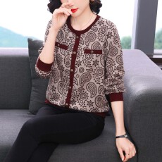 批发2026<b class='q'>妈妈</b>装春季圆领腰果花宽松显瘦遮肚洋气<b class='q'>中老年</b>女装长袖上衣