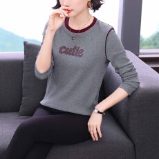 批发2026年新款长袖<b class='q'>T</b><b class='q'>恤</b>女大码内搭上衣春秋<b class='q'>妈妈</b>装圆领大码保暖打底衫