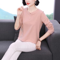 批发纯棉长袖t恤女 2026新款洋气<b class='q'>卫衣</b>外穿中老年妈妈春秋装上衣打底衫