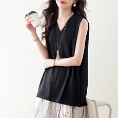 批发实拍松弛感穿搭極简博主风<b class='q'>T</b><b class='q'>恤</b>立体正肩廓形马甲设计感时髦上衣女