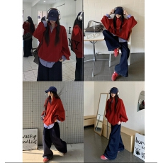 批发芊喜Studio 重磅加绒套头款立领纯色通勤卫衣百搭<b class='q'>衬衫</b>打底两件套