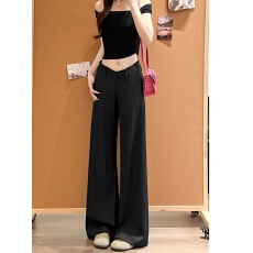 批发黑色微喇西装裤女春秋2026新款小个子<b class='q'>修身</b>低腰阔腿休闲显瘦喇叭裤