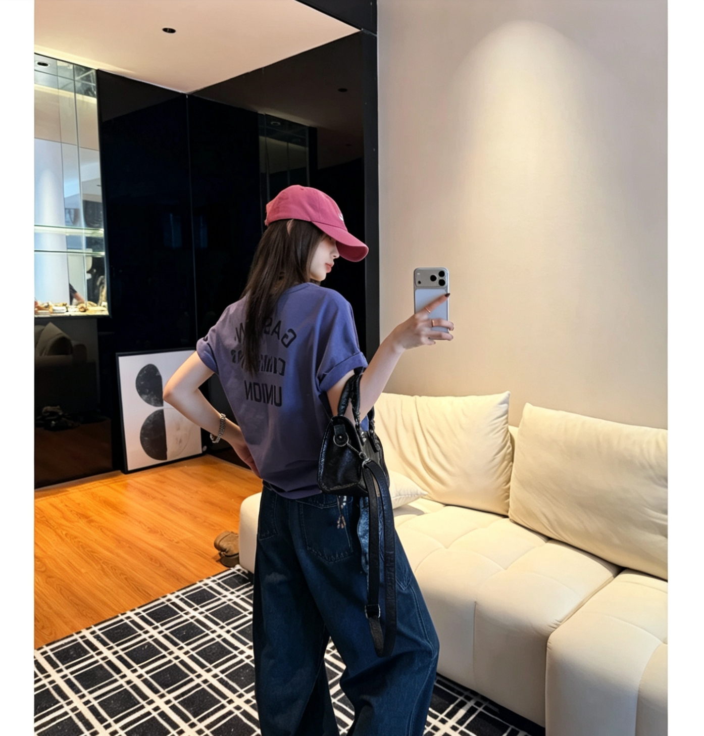 정의 스타일 여름 새로운 아메리칸 레트로 루즈핏 슬림해 보이는 라운드 넥 반팔 티셔츠 여성 zyt9548