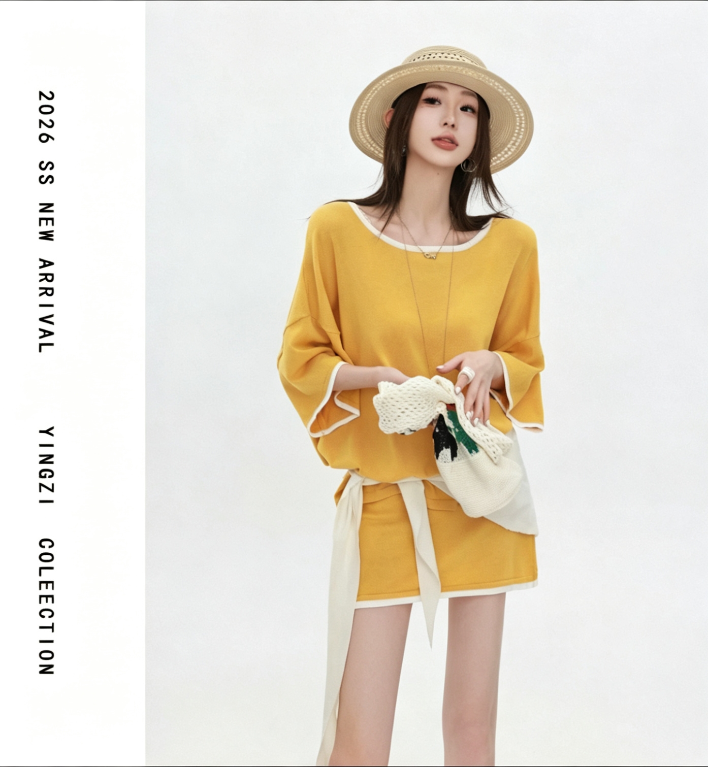 잉 어린이 맞춤 꽃 도시 비밀 상황 느긋한 바람 루즈핏 배색 반팔 티셔츠 캐주얼 바람 한 마디 하이웨이스트 미니 스커트