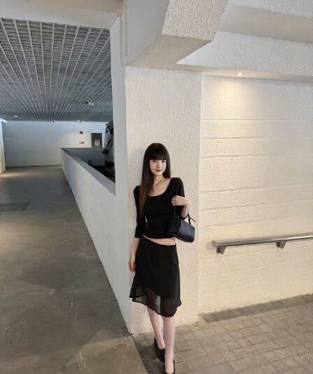 한 부서 캐주얼 착용 가져 가라. 세트 여성 여름 로얄 자매 품격 자이언트 잘 생긴 검정색 중간 소매 맨위 망사 반신 치마