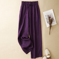 批发实拍2026夏季新款棉麻<b class='q'>大码</b>薄款高腰阔腿裤<b class='q'>长裤</b>女