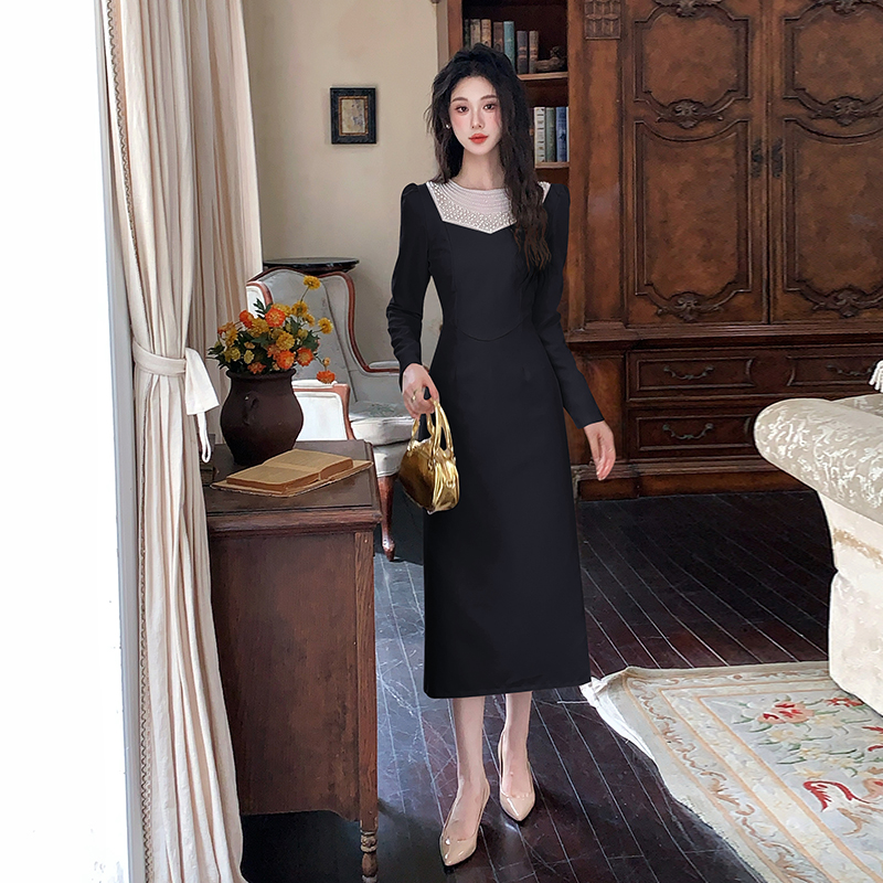 MY12689# 气质高级感女装钉珠修身大方得体连衣裙女裝貨源服裝批發