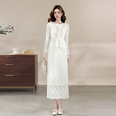 批发十三行品质 2025新款秋季法式气质蕾丝勾花千金穿搭<b class='q'>连衣裙</b>