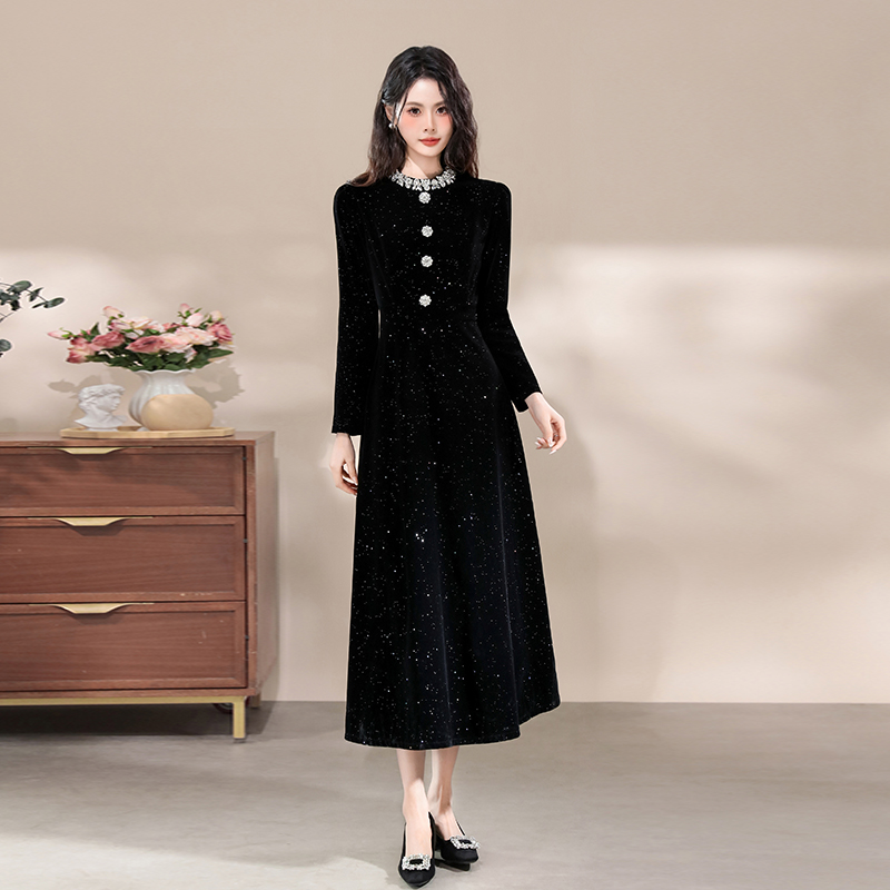 十三行品质 精致亮闪闪名媛连衣裙年会晚宴重要场合礼服长裙7289