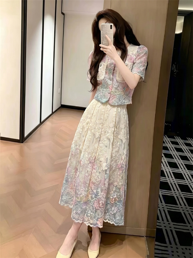 BY27936# 小香风蕾丝连衣裙原创新款法式气质轻奢高级感套装裙子28666  服裝批發女裝批發服飾貨源