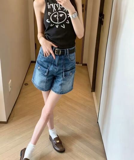 워싱 마 오래된 워크웨어 데님 반바지 여성 무거운 레트로 스트레이트 팬츠