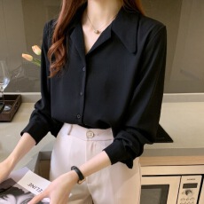 批发实拍~法式复古<b class='q'>西装</b>v领白色衬衫女2025秋季新款垂感上衣