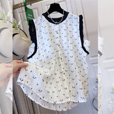 批发实拍韩系木耳边<b class='q'>小</b>飞袖重工刺绣无袖小衫超好看外穿马甲背心