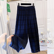 批发实拍特大码300斤复古自然褶皱纯棉松紧腰<b class='q'>休闲裤</b>遛弯直筒<b class='q'>长裤</b>