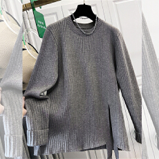 批发实拍2025新款<b class='q'>大码</b>胖妹妹<b class='q'>超</b>好看慵懒风洋气别致休闲开叉针织毛衣女