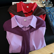 批发实拍洋气软糯减龄高级感紫色衬衫女2026新款休闲时尚披肩衬衣