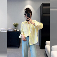批发多巴胺黄色衬衫女春<b class='q'>秋</b>季欧货新款女装长袖衬衣外套设计感小众上衣