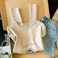 批发春<b class='q'>秋</b>季设计感小众羊腿袖长袖T恤女大版字母印花休闲减龄上衣时尚