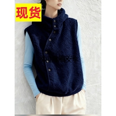 批发韩系时髦洋气超好看高级感2025秋<b class='q'>冬</b>季蓝色羊羔毛摇粒绒马夹外套女