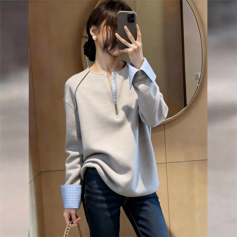 프랑스식 디자인 센스 페이크 레이어드 후드티 2026 봄 새로운 작은 대중 패션 품격 루즈핏 미니멀리즘 출퇴근 맨위