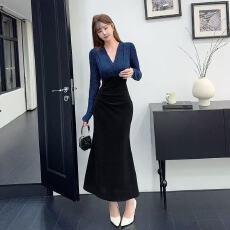 批发实拍法式高级感连衣裙子女秋冬独特别致内搭包臀<b class='q'>鱼尾</b>长