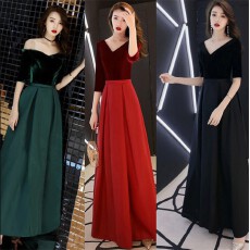 批发宴会晚<b class='q'>礼服</b>时尚中袖大码演出服韩版修身显瘦V领<b class='q'>礼服</b>裙