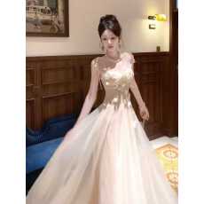 批发 法式吊带长裙夏纯欲蝴蝶结网纱度假连衣裙