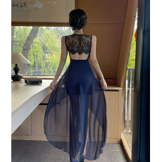 批发实拍复古<b class='q'>雪纺</b><b class='q'>蕾丝</b>连衣裙子女装夏日绝美掐腰显瘦法式<b class='q'>雪纺</b>长