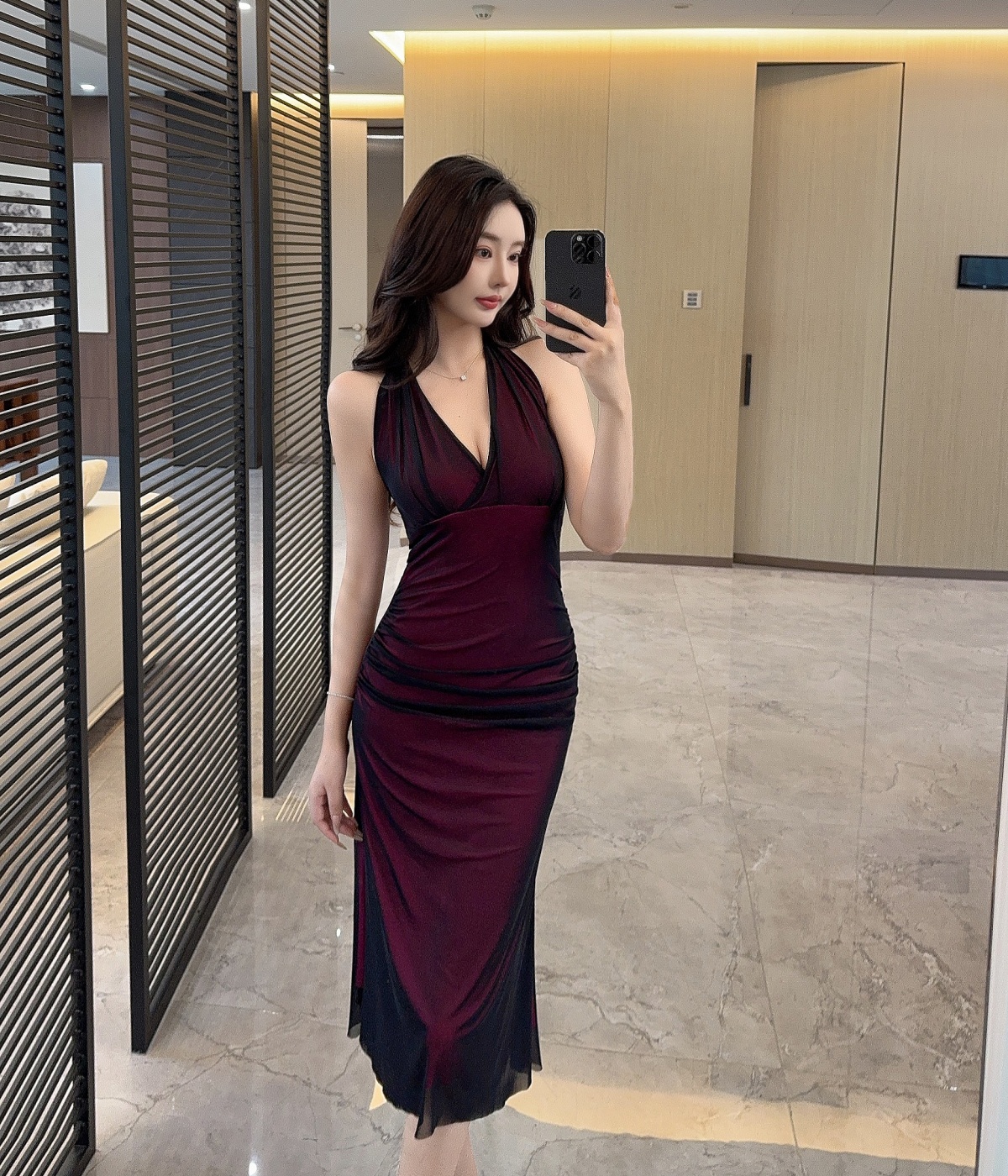 실사 순수한 욕망 프랑스식 로얄 자매 행침 목 허리 수축 드레스 여름 몸매 가꾸기 백리스 중간 길이 스커트