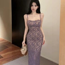 批发实拍性感<b class='q'>蕾丝</b>吊带裙纯欲诱惑<b class='q'>蕾丝</b>透视连衣裙