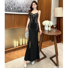 批发实拍<b class='q'>新款</b>轻奢宴会女礼服气质重工主持人性感鱼尾连衣裙