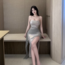 批发 实拍优雅生日礼服连衣裙女设计感名媛气质高级