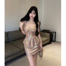 批发实拍纯欲风蝴蝶结抹胸吊带裙设计感<b class='q'>夜店</b>时尚收腰显瘦a字短裙